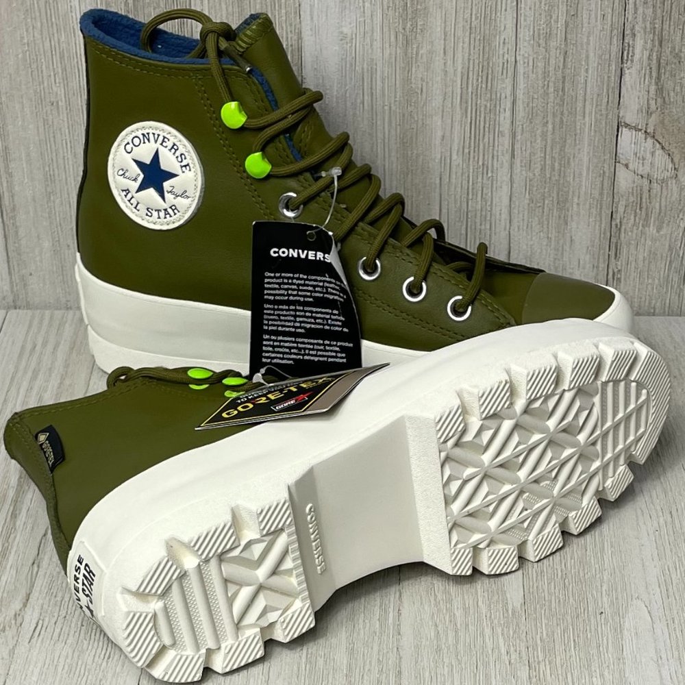 Chuck Taylor All Star Lugged Winter WOMENS HIGH TOP Dark Moss/Navy/Egret size7.5